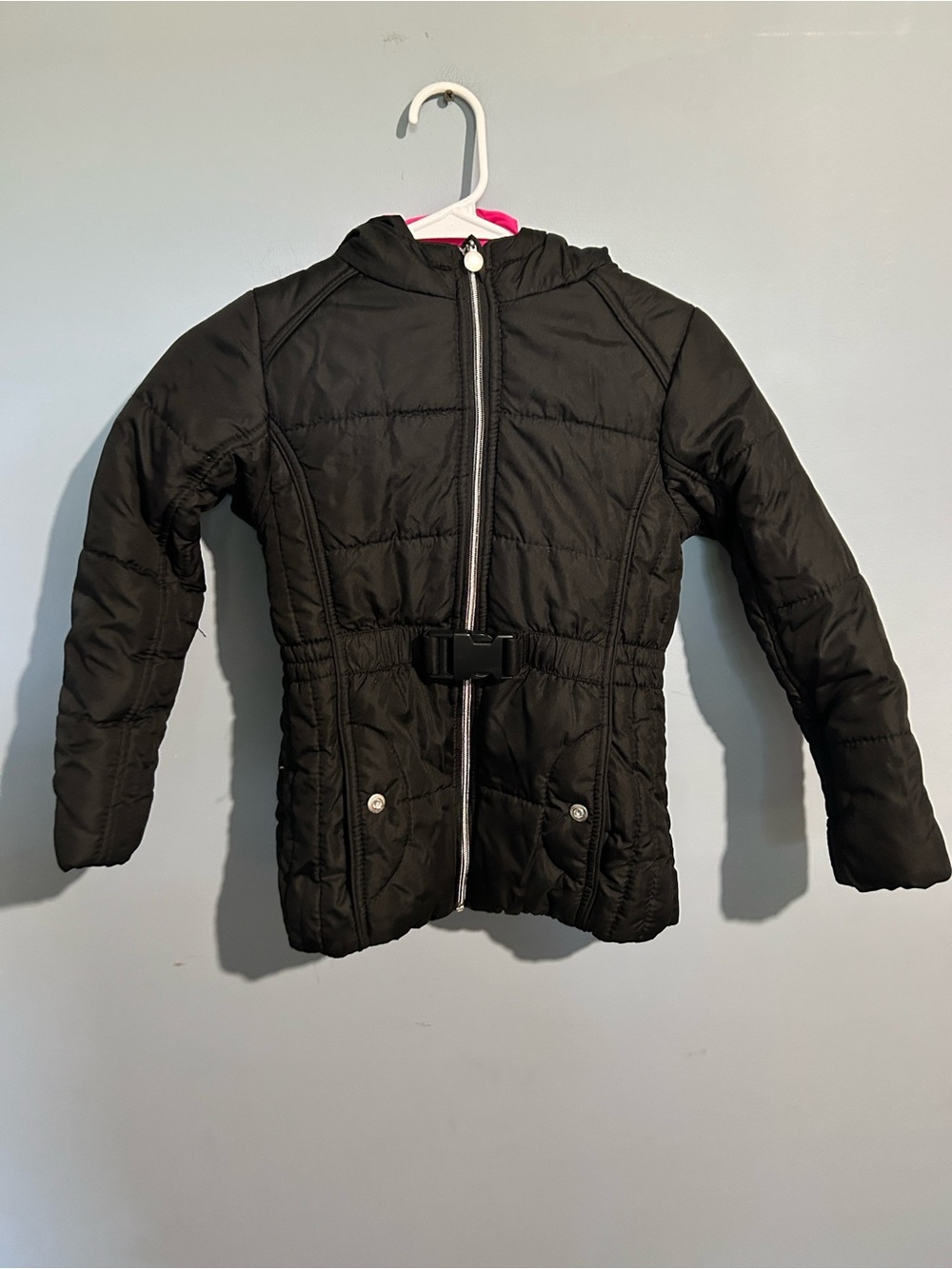 Rothschild Black Quilted Hooded Puffer with Belt